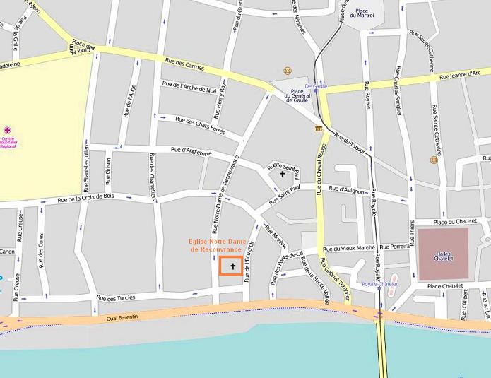 Plan d'accès Notre Dame de Recouvrance
