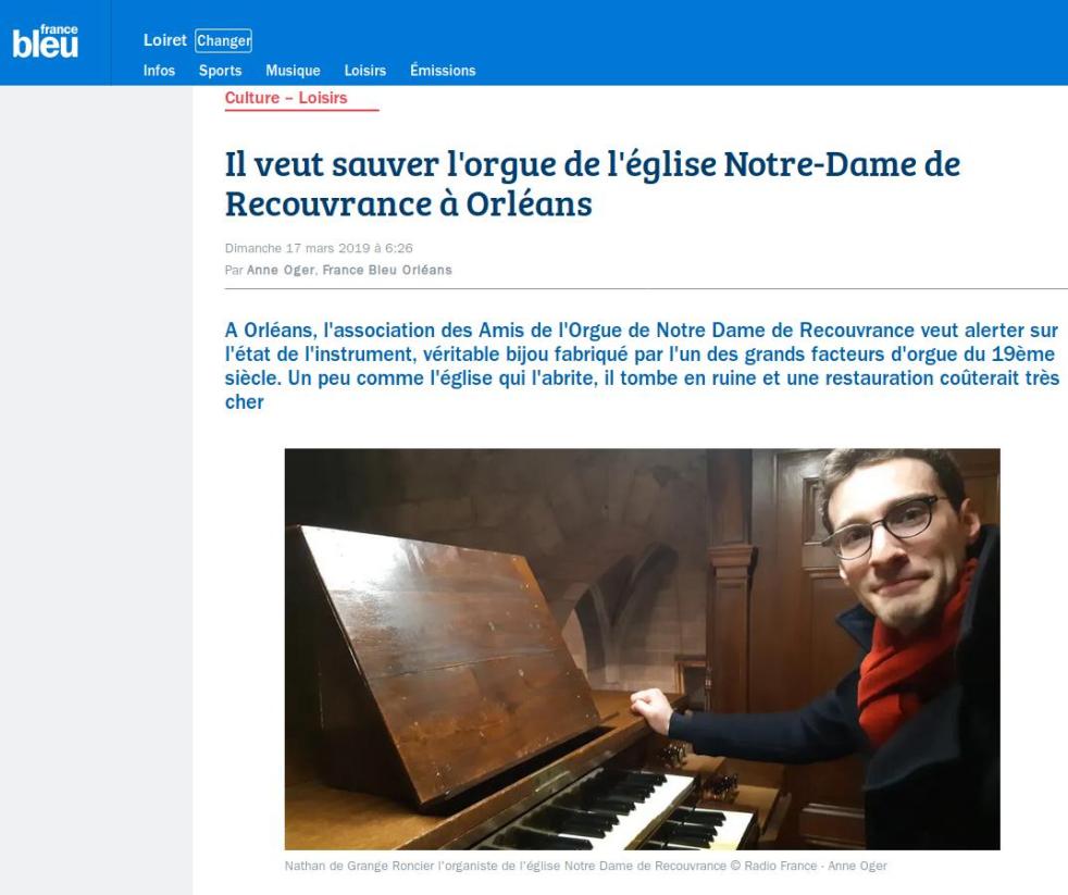 France Bleu - Restauration Orgues