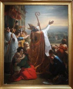 Saint Aignan protégeant la ville d'Orléans de l'invasion des Huns, Musée des Beaux-Arts d'Orléans - Horaire des messes en latin.